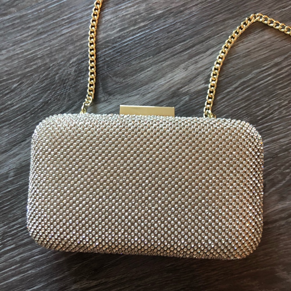 White House Black Market Gold Clutch